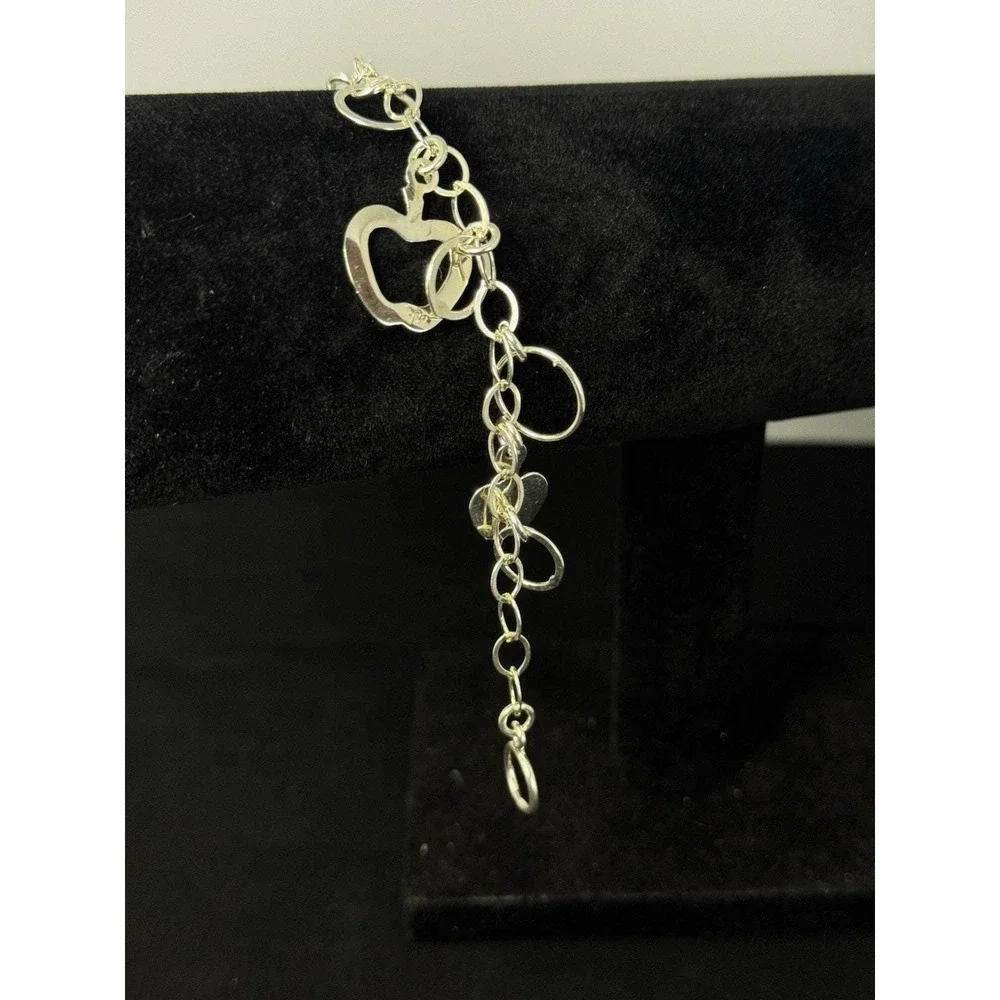 Pulsera De Plata 925 Con Dijes De Manzana Silver 925 - 7 Inch